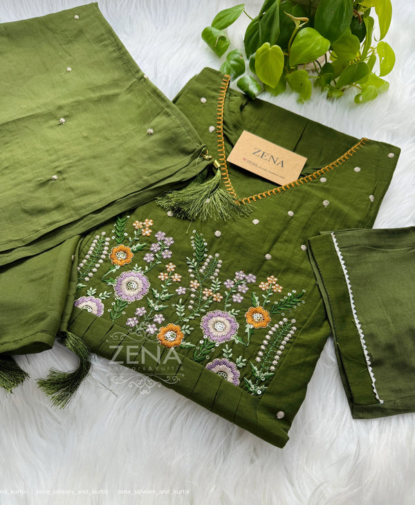 Mul Chanderi Embroidered Anarkali Suit – Elegant Ready-to-Wear Ethnic Set