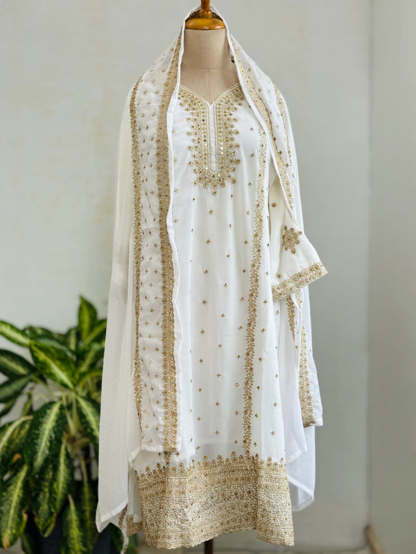 Georgette Partywear Suit with Mirror Work – Sparkle with Subtle Elegance