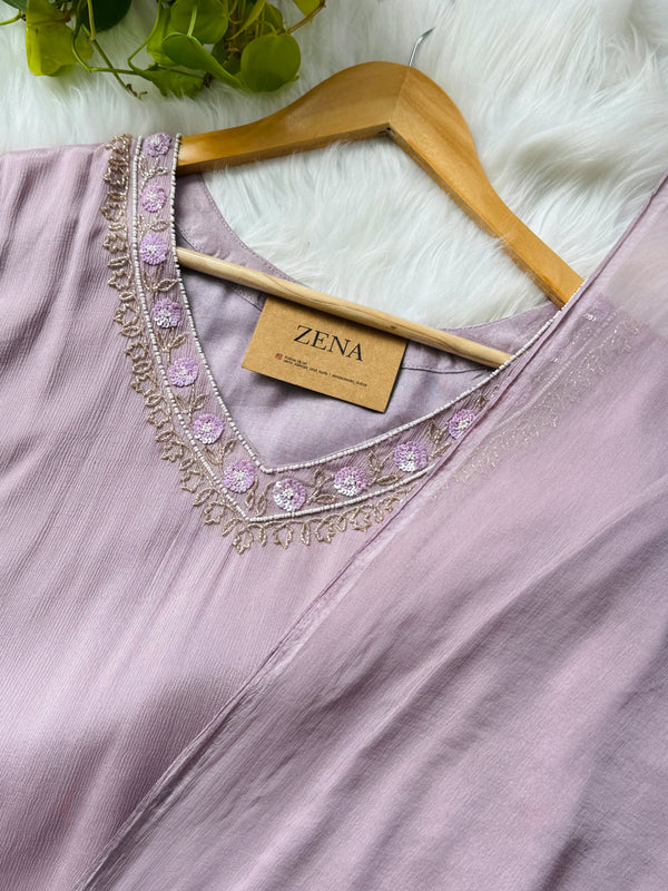 Pure Chinon Handwork Kurti Set – Subtle Luxury for Every Occasion