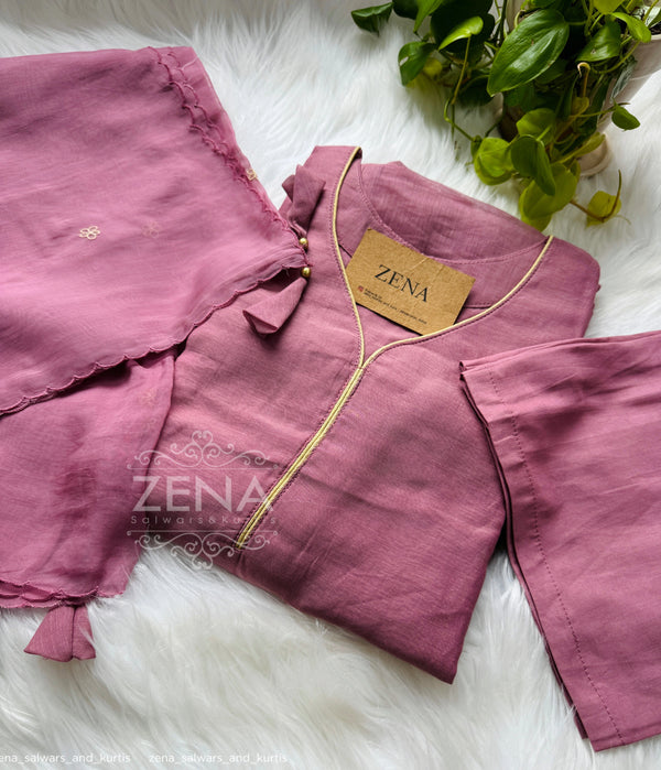 Pure Mul Chanderi Embroidered A-Line Kurti Set – Subtle Elegance, Everyday Comfort