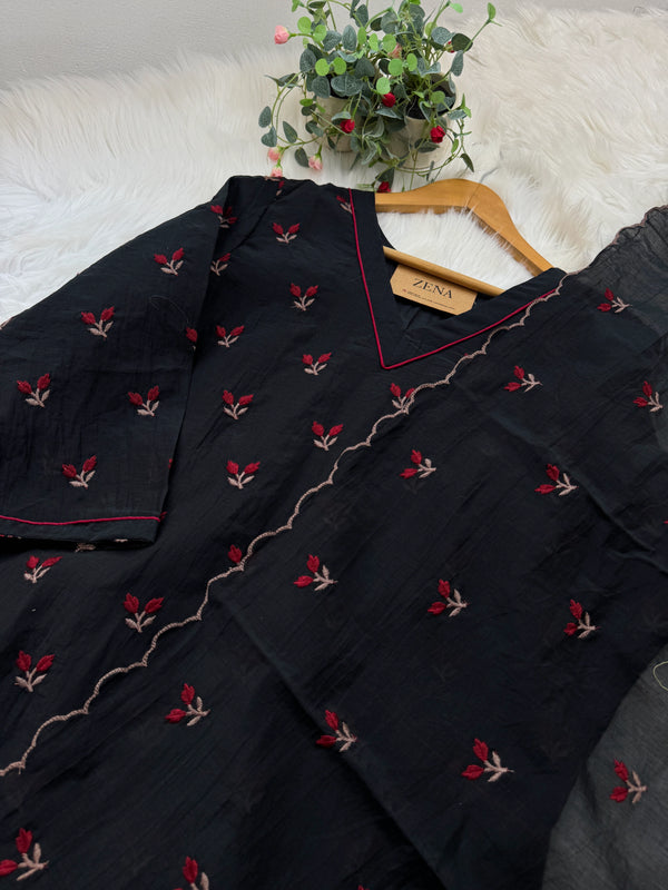 ✨ Pure Mul Chanderi Embroidered Anarkali Set ✨