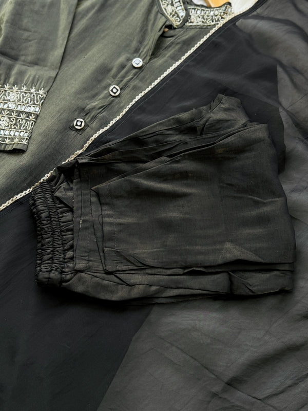 Tissue Silk Handwork Party Wear Suit – Celebrate in Sheer Elegance