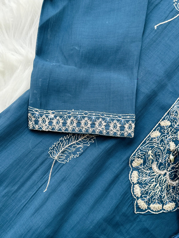 Mul Chanderi Embroidered Kurti Set – Elegant Ethnic Look