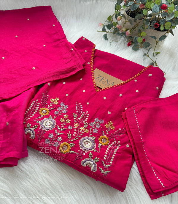 Mul Chanderi Embroidered Anarkali Suit – Elegant Ready-to-Wear Ethnic Set