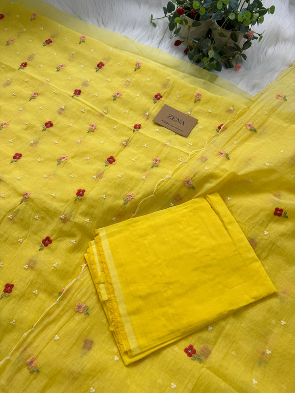 Premium Mul Chanderi Embroidered Unstitched Suit – Redefining Ethnic Elegance