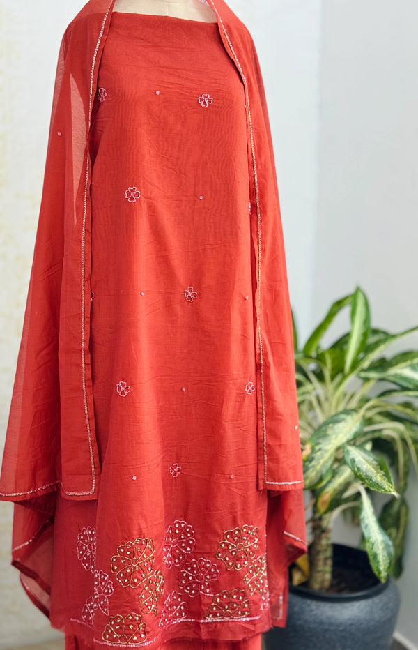 ✨ Mul Chanderi Hand-Detailed Unstitched Suit ✨