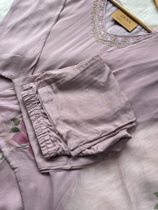 Pure Chinon Handwork Kurti Set – Subtle Luxury for Every Occasion