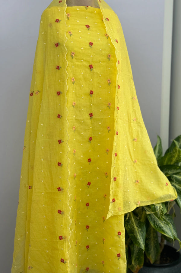 Premium Mul Chanderi Embroidered Unstitched Suit – Redefining Ethnic Elegance