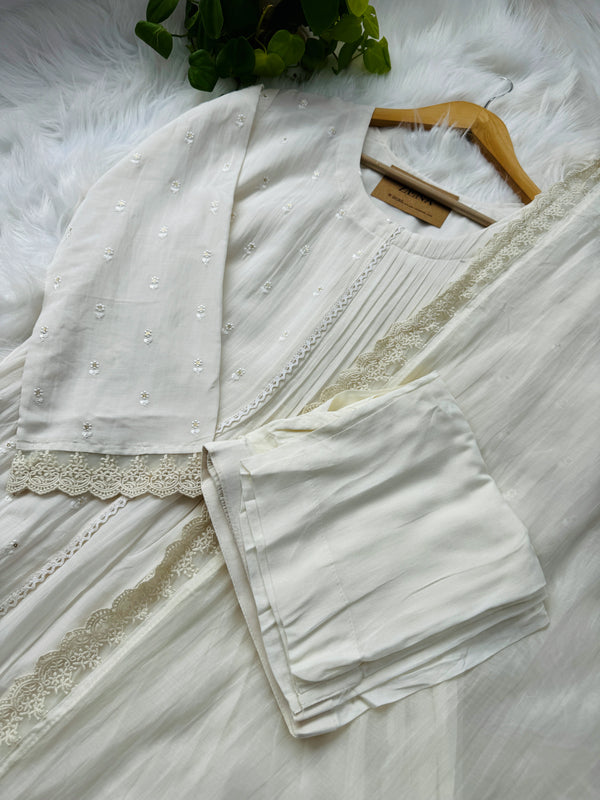 Pure Mul Chanderi Hand Detailed Anarkali Set