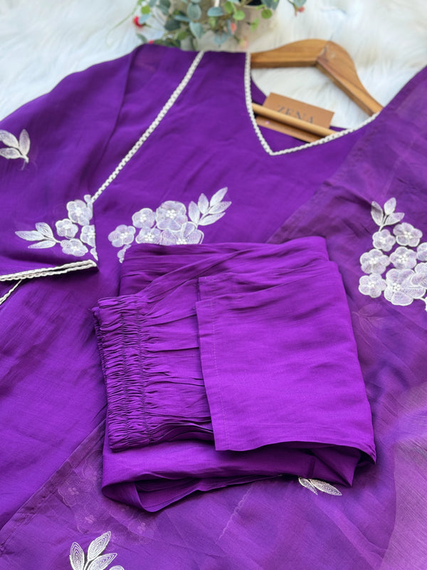 Mul Chanderi Embroidered Anarkali Kurti Set – Timeless Elegance, Effortless Style