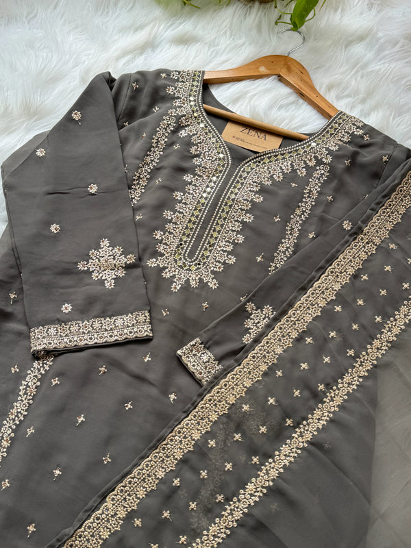 Georgette Partywear Suit with Mirror Work – Sparkle with Subtle Elegance
