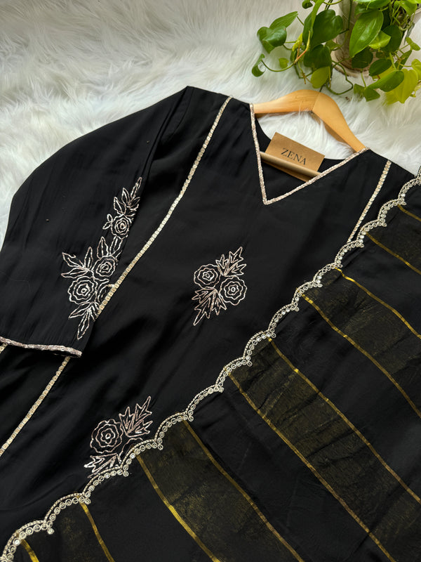 Mul Chanderi Handwork Kurti Set- Ready to Wear