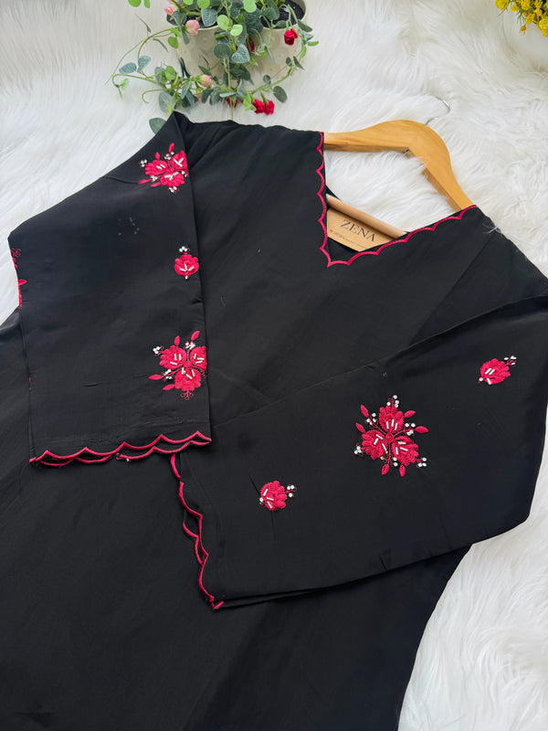 Mul Chanderi Hand Detailed Anarkali Set