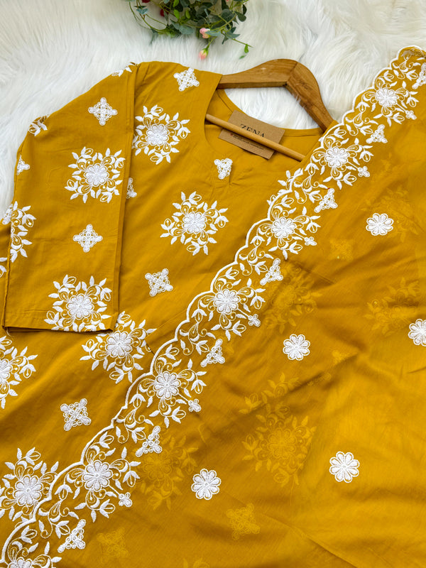 Pure Cotton Embroidered Kurti Set – Comfort Meets Classic Style
