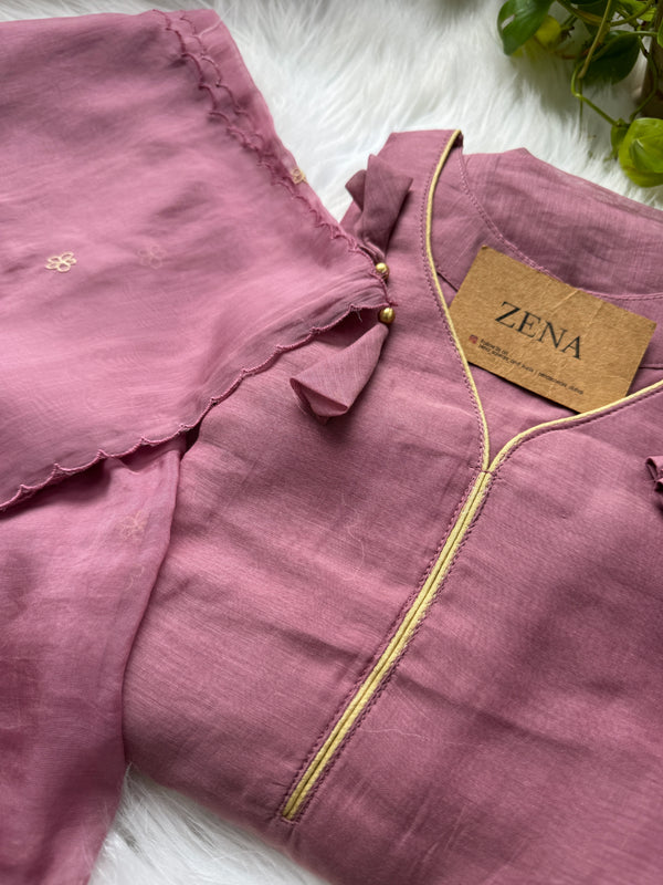 Pure Mul Chanderi Embroidered A-Line Kurti Set – Subtle Elegance, Everyday Comfort