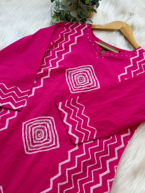 Pure Cotton Hand Detailed Kurti Set – Elegant & Comfortable Daily Ethnic Wear