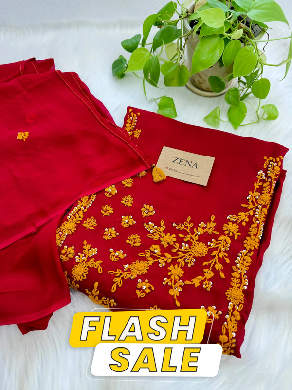 Pure Georgette Thread Work Unstitched Suit