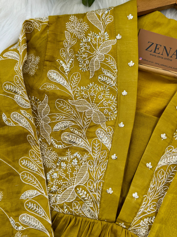 Pure Cotton Embroidered Anarkali Set – Elegant Ready-to-Wear Outfit
