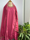 Roman Silk Hand Work A-Line Kurti Set – Elegant Partywear