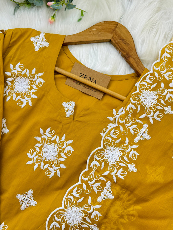 Pure Cotton Embroidered Kurti Set – Comfort Meets Classic Style