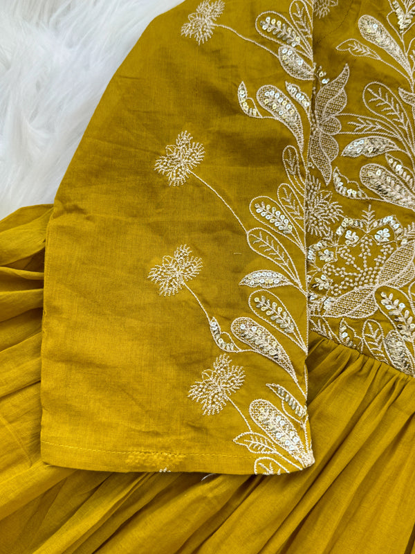 Pure Cotton Embroidered Anarkali Set – Elegant Ready-to-Wear Outfit