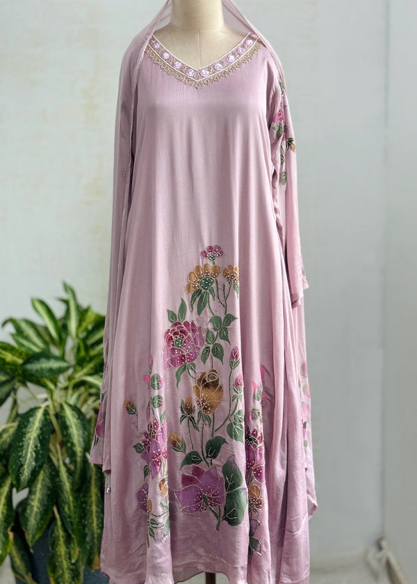 Pure Chinon Handwork Kurti Set – Subtle Luxury for Every Occasion