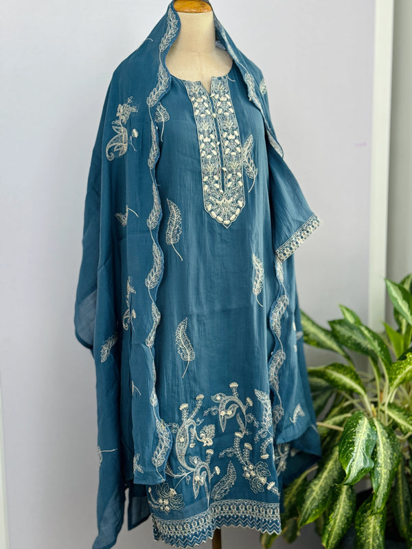 Mul Chanderi Embroidered Kurti Set – Elegant Ethnic Look