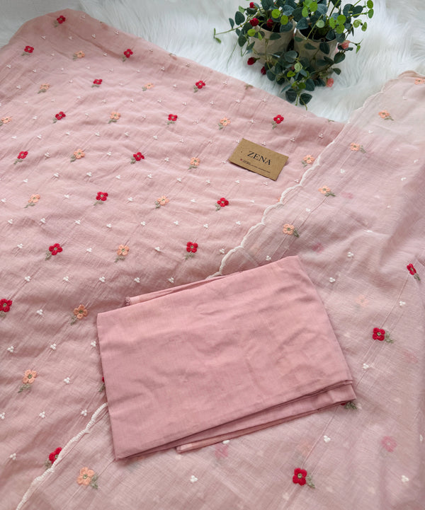 Signature Unstitched Suit ๐ Premium Mul Chanderi Embroidered Unstitched Suit โ Redefining Ethnic Elegance