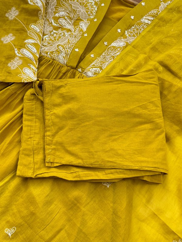 Pure Cotton Embroidered Anarkali Set – Elegant Ready-to-Wear Outfit