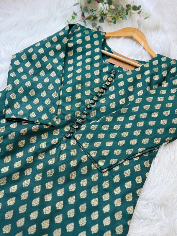 Semi Silk Banarasi Work Kurti Set – Elegant Festive Wear