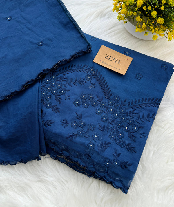 Premium Mul Chanderi Embroidered Unstitched Suit – Redefining Ethnic Elegance