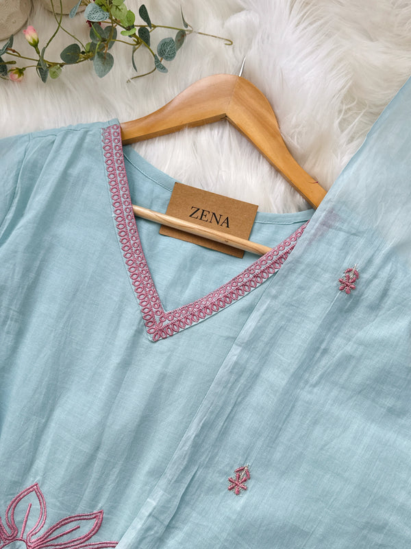 Pure Mul Cotton Embroidered Kurti Set – Elegant Everyday Ethnic Wear