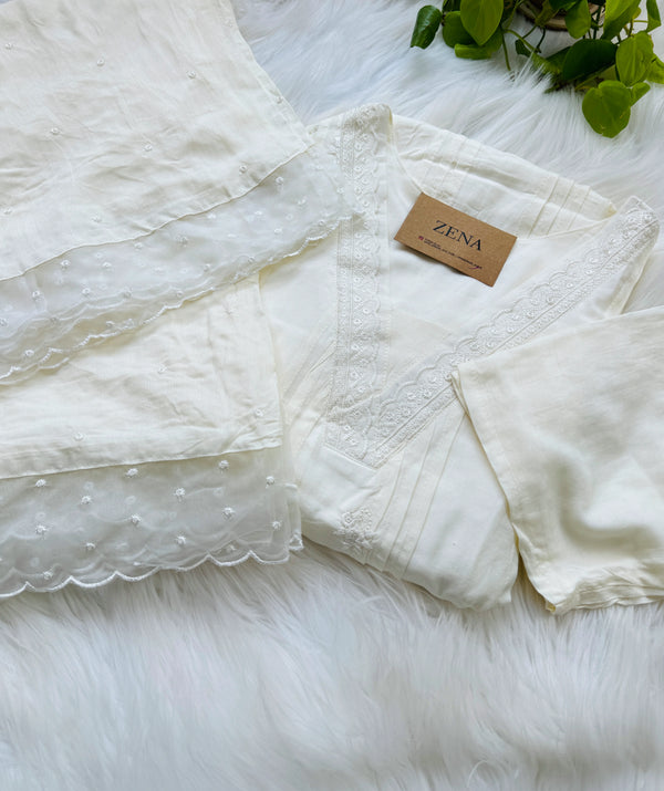 Mul Cotton V-Neck A-Line Kurti Set with Slits – Elegant Comfort Wear