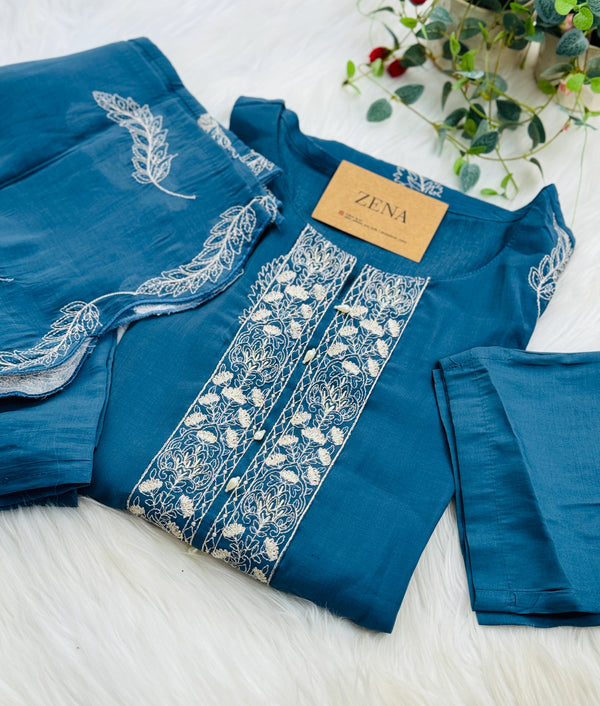 Mul Chanderi Embroidered Kurti Set – Elegant Ethnic Look