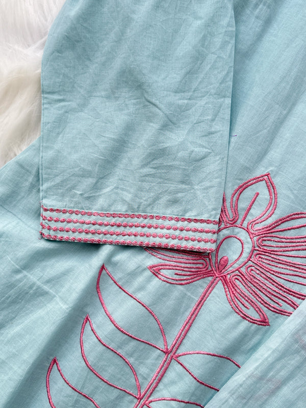 Pure Mul Cotton Embroidered Kurti Set – Elegant Everyday Ethnic Wear