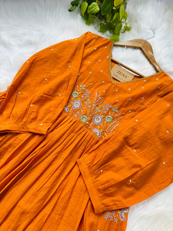 Mul Chanderi Embroidered Anarkali Suit – Elegant Ready-to-Wear Ethnic Set