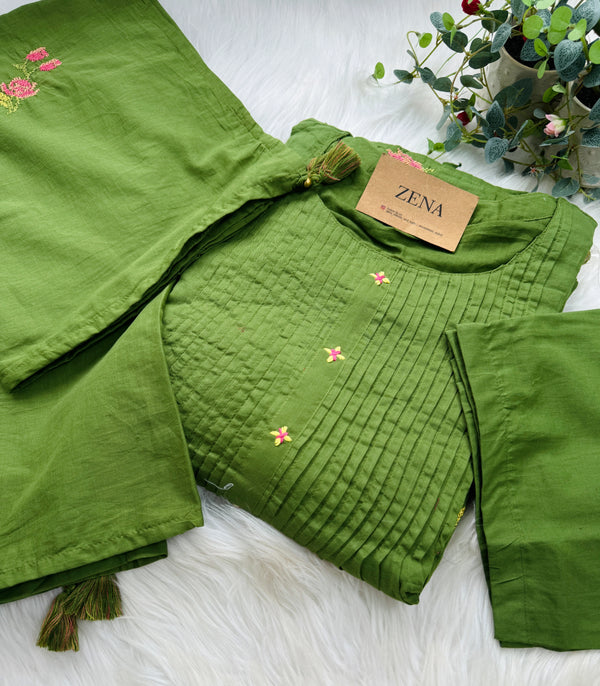 Pure Mul Cotton Embroidered Anarkali Set