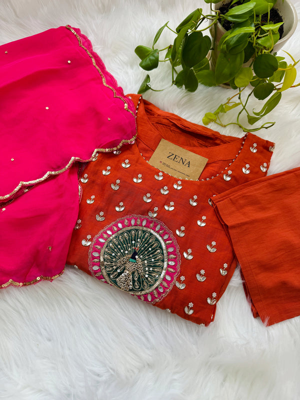 Premium Mul Chanderi Hand Detailed Kurti Set – Timeless Simplicity, Effortless Grace