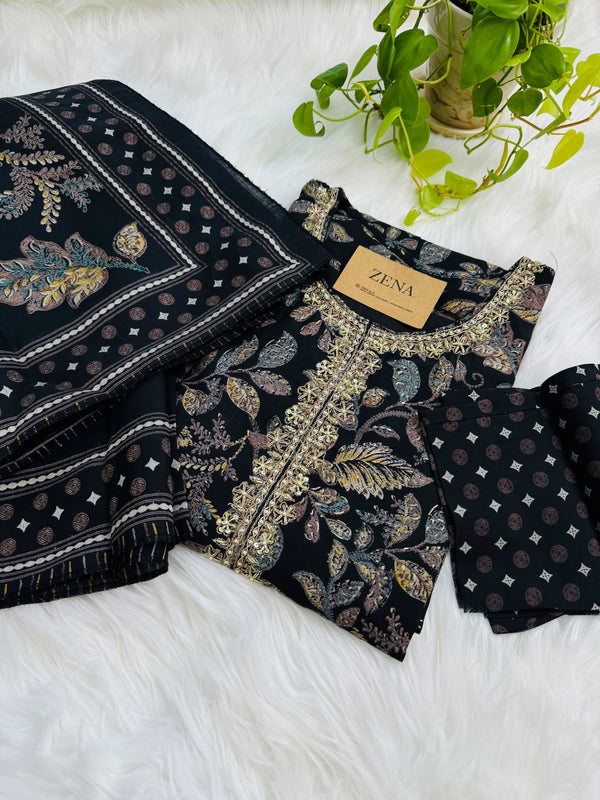 Muslin Hand Detailed Anarkali Kurti Set – Light, Elegant, Effortless