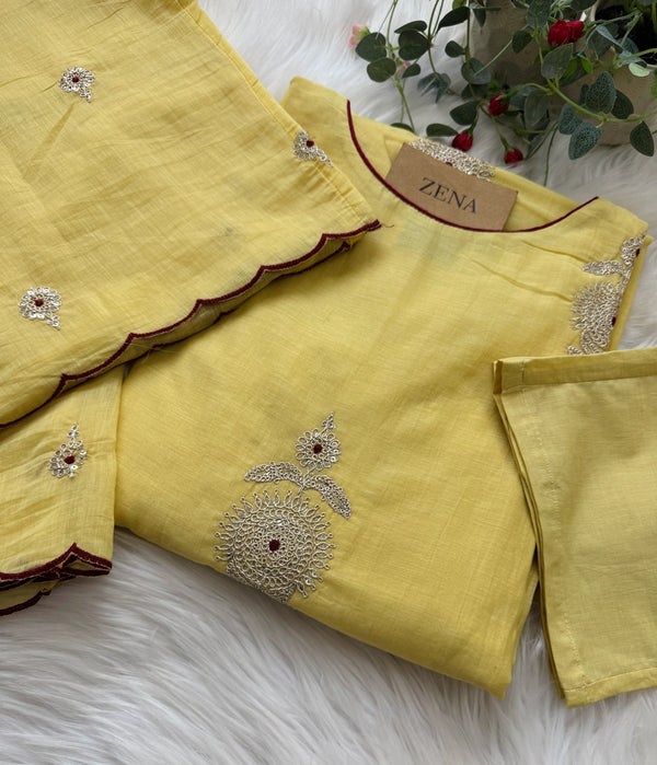 ✨ Premium Mul Chanderi Hand-Detailed Kurti Set ✨