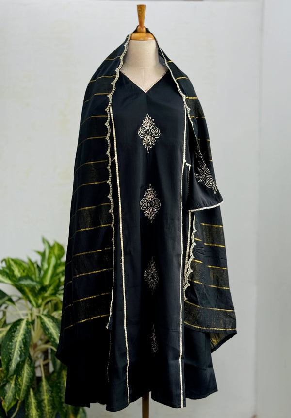 Mul Chanderi Handwork Kurti Set- Ready to Wear