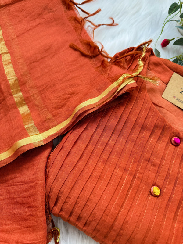 Premium Mul Chanderi Hand Work Anarkali Set – Timeless Festive Elegance