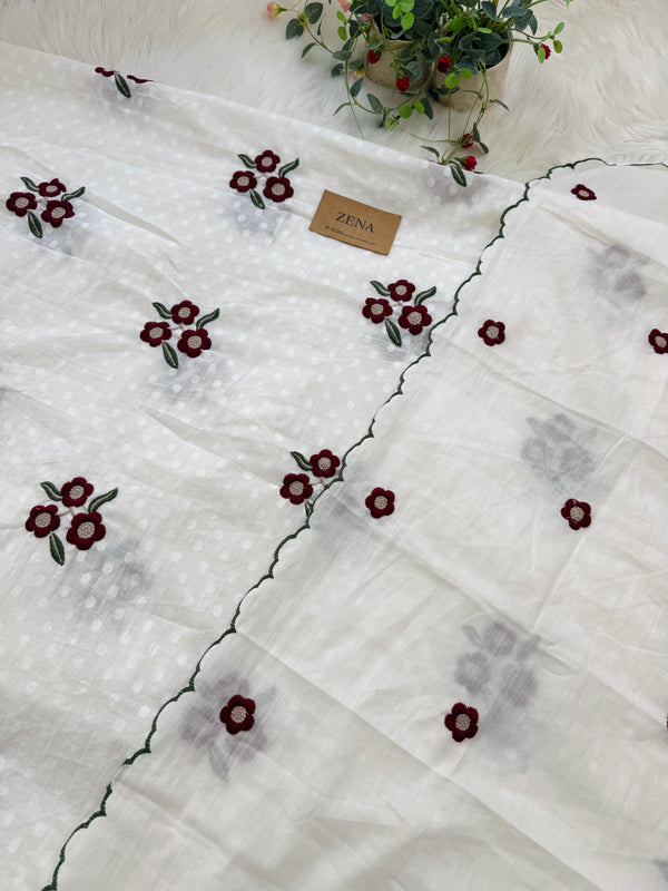 ✨ Premium Mul Cotton Embroidered Unstitched Suit ✨