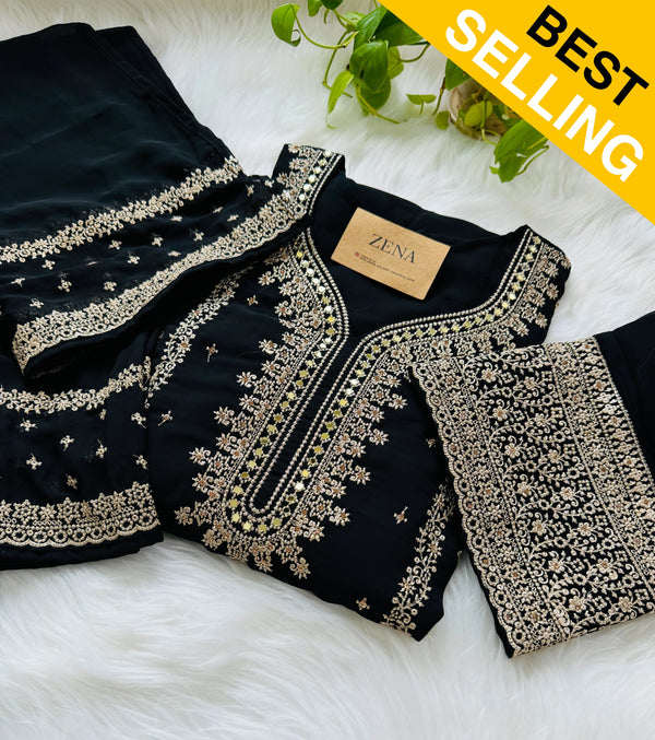 Georgette Partywear Suit with Mirror Work – Sparkle with Subtle Elegance