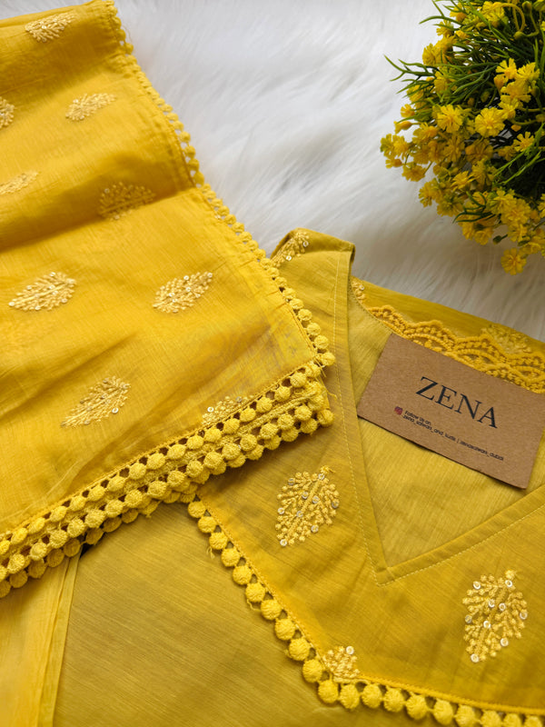 ✨ Mul Chanderi Embroidered Anarkali Set ✨