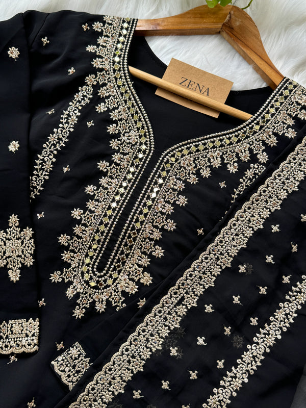 Georgette Partywear Suit with Mirror Work – Sparkle with Subtle Elegance