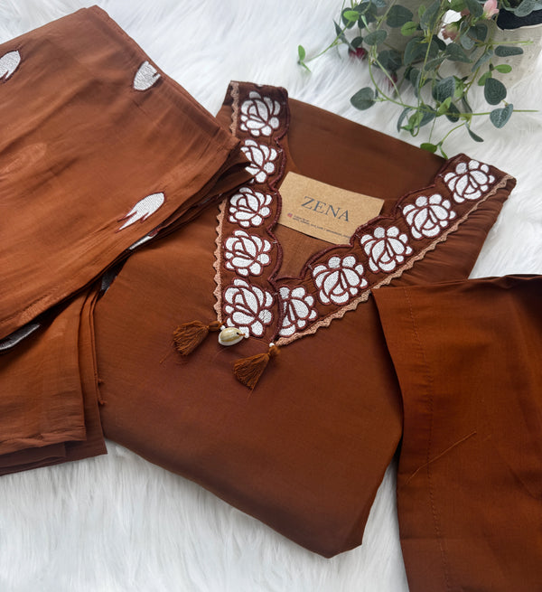 ✨ Muslin Party Wear Kurti Set with Appliqué Work ✨