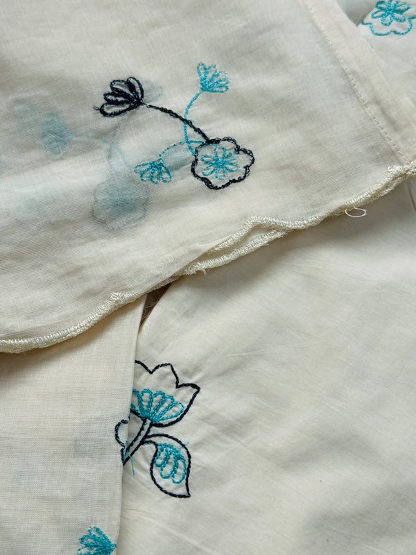 Pure Mul Cotton Embroidered Kurti Set – Elegant & Comfortable