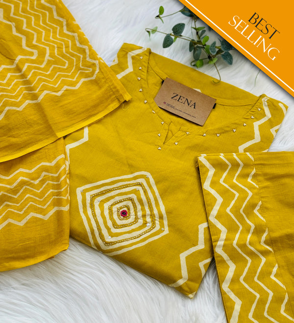 Pure Cotton Hand Detailed Kurti Set – Elegant & Comfortable Daily Ethnic Wear