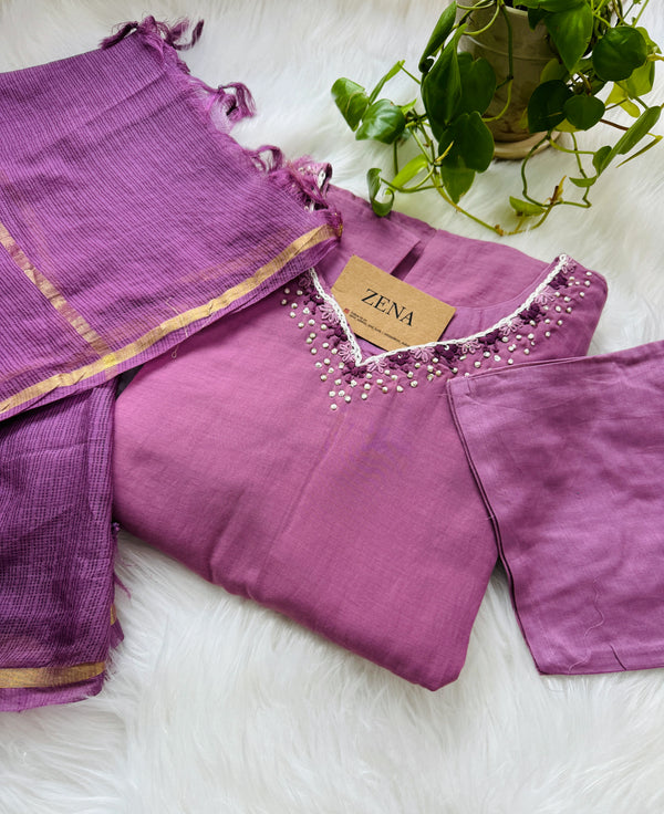 Premium Mul Chanderi Hand Detailed A-Line Kurti Set – Effortless Grace for Every Occasion